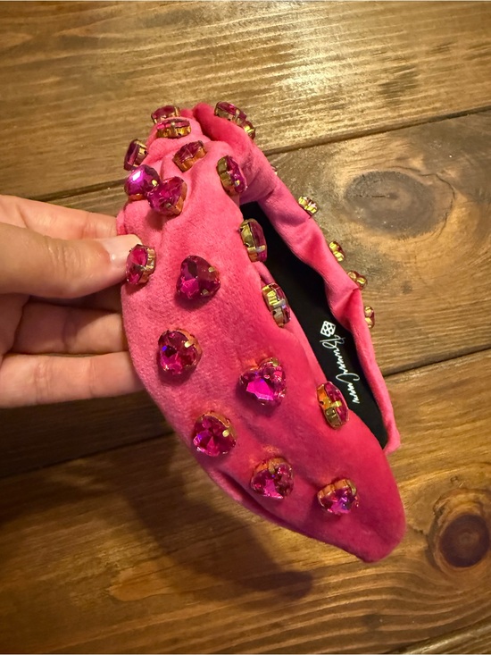 Brianna Cannon Accessories - Brianna Cannon Wide Knotted Hot Pink Heart Rhinestone Accented Headband